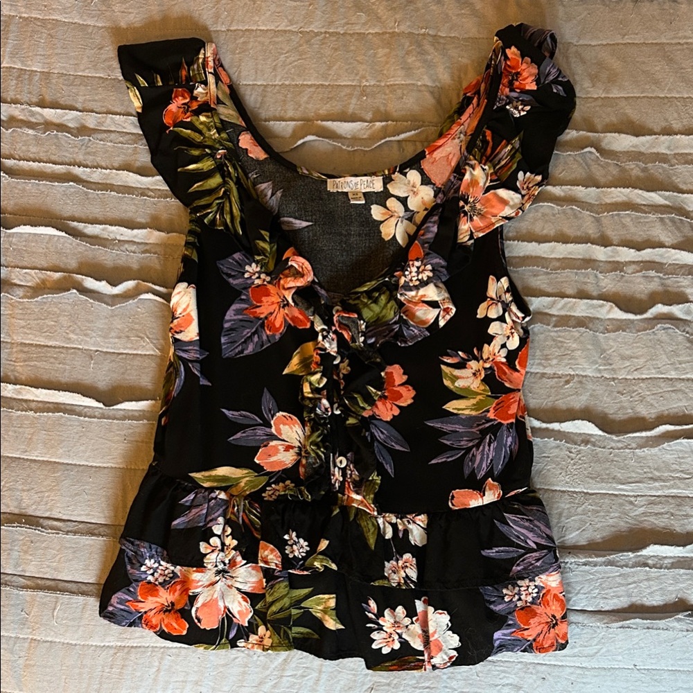 Patrons of Peace Black Floral Blouse